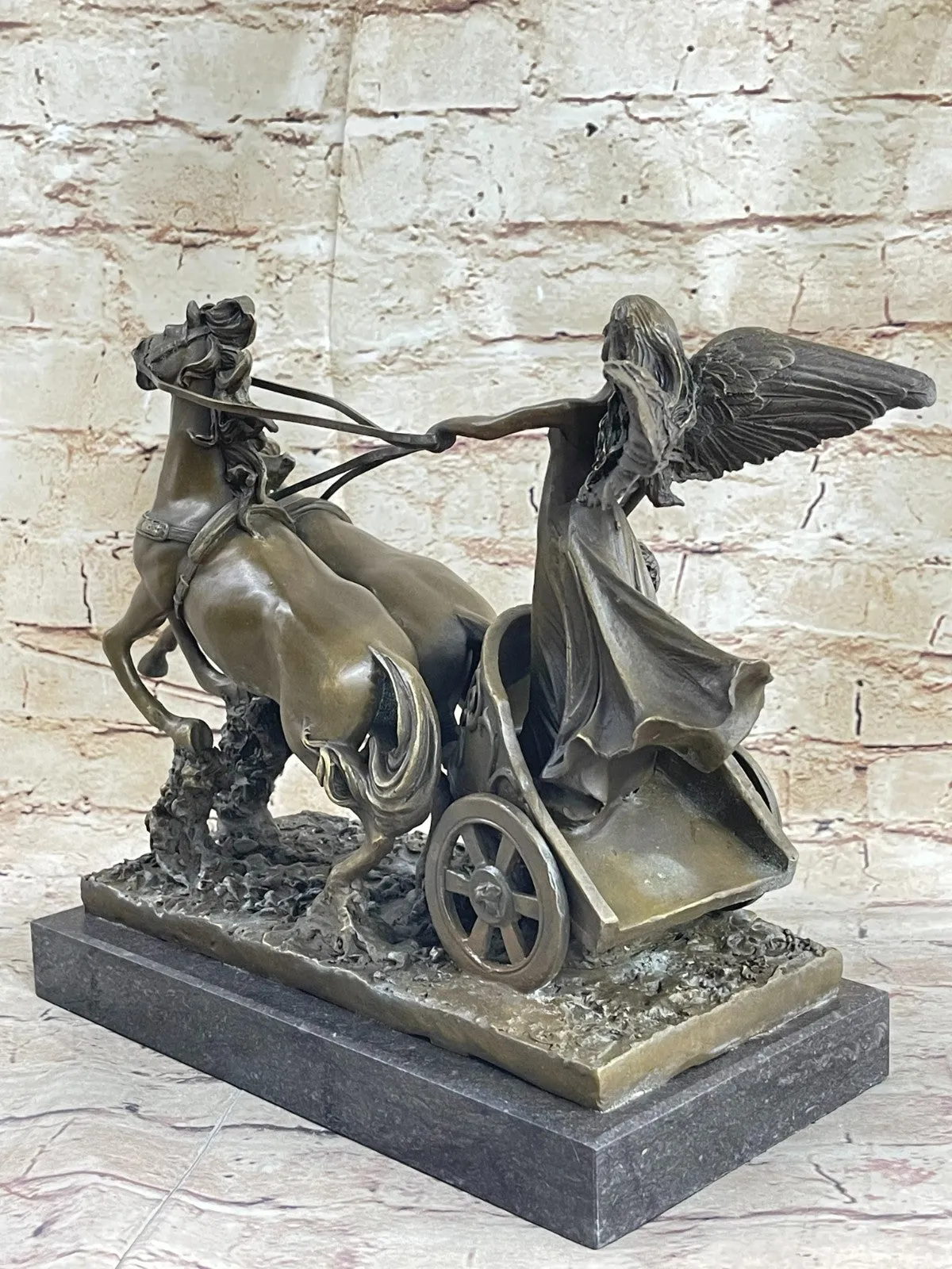 Ancient Roman Warrior Chariot Sculpture in Greek Mythology Solid Bronze Modern Decorative