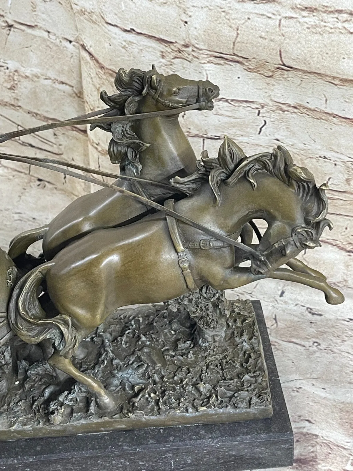 Ancient Roman Warrior Chariot Sculpture in Greek Mythology Solid Bronze Modern Decorative