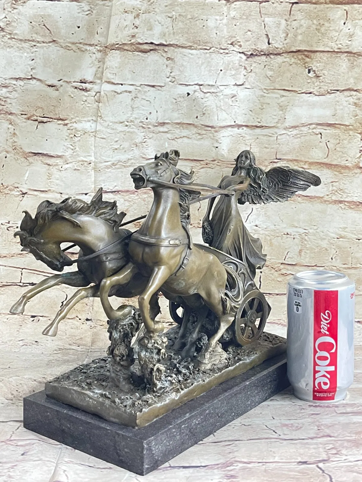 Ancient Roman Warrior Chariot Sculpture in Greek Mythology Solid Bronze Modern Decorative