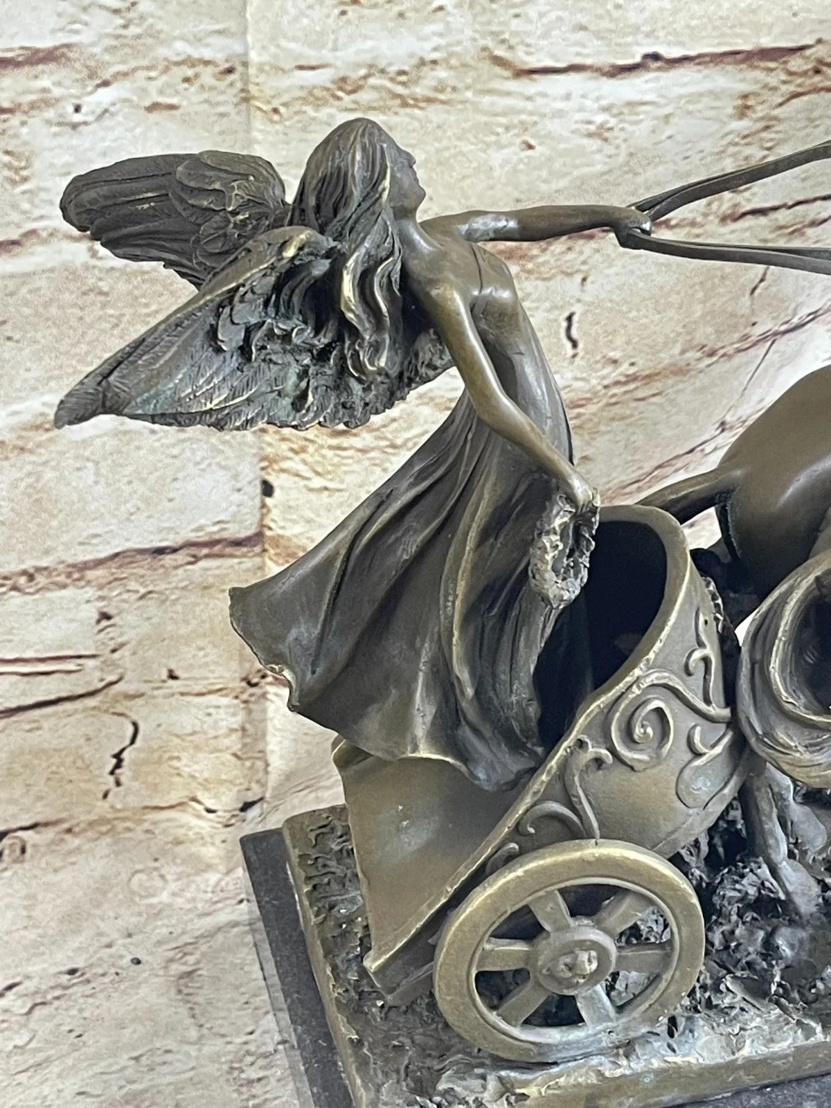 Ancient Roman Warrior Chariot Sculpture in Greek Mythology Solid Bronze Modern Decorative