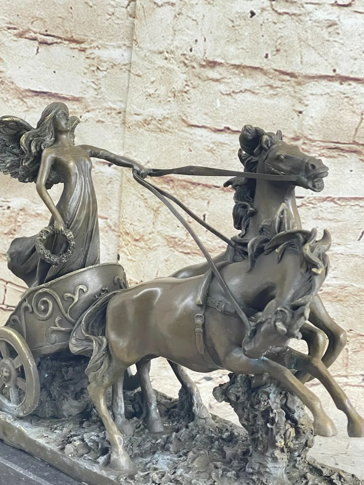 Ancient Roman Warrior Chariot Sculpture in Greek Mythology Solid Bronze Modern Decorative