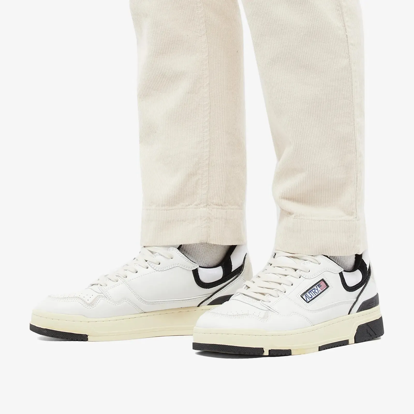Autry CLC Low Leather Sneaker, white/black/cream