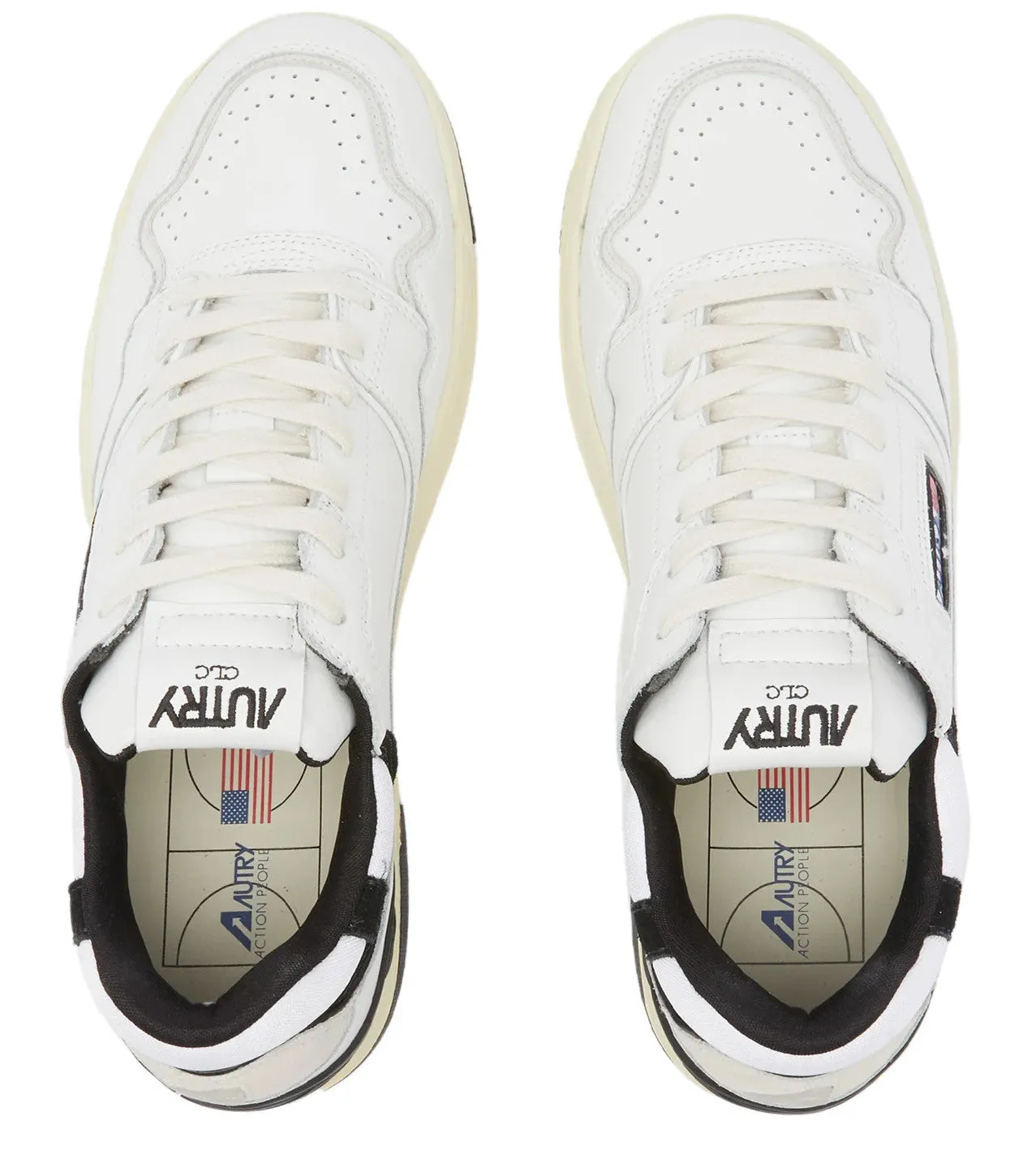 Autry CLC Low Leather Sneaker, white/black/cream