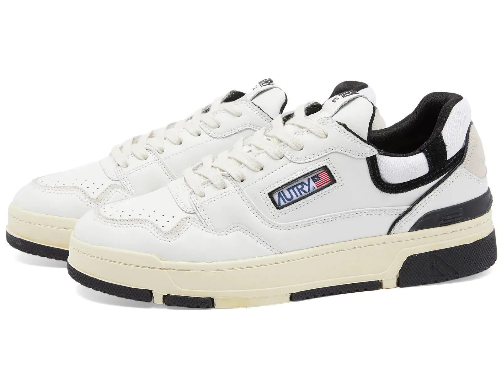 Autry CLC Low Leather Sneaker, white/black/cream