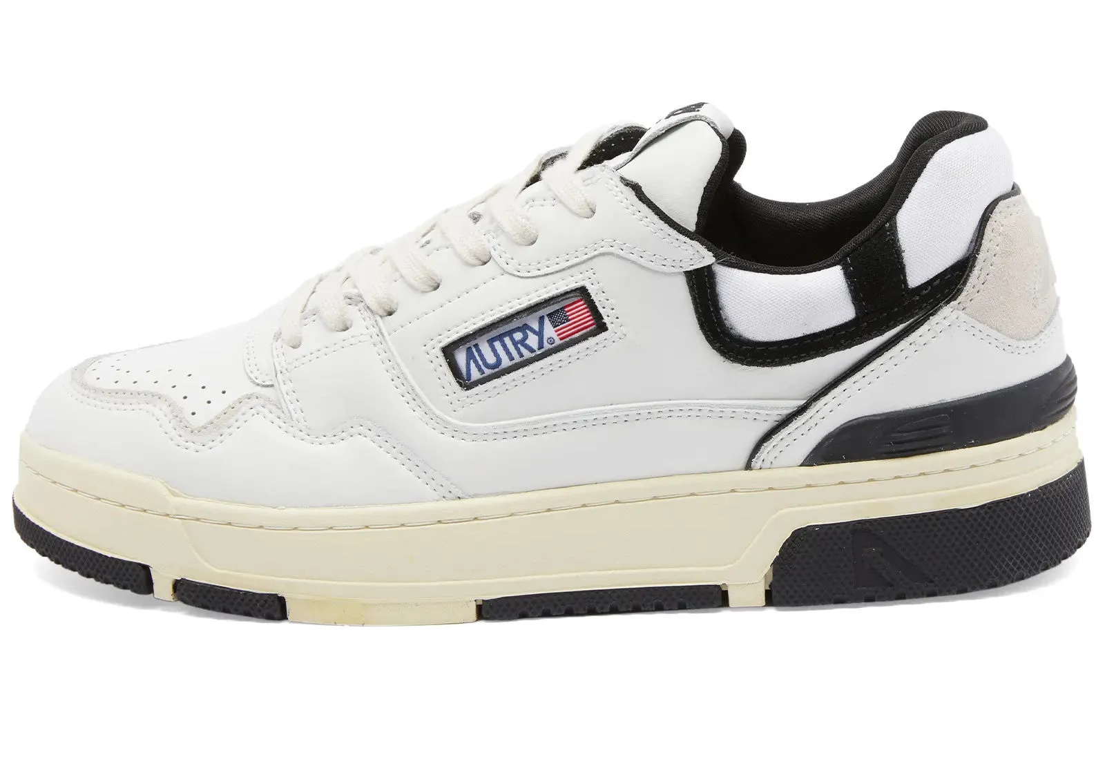 Autry CLC Low Leather Sneaker, white/black/cream