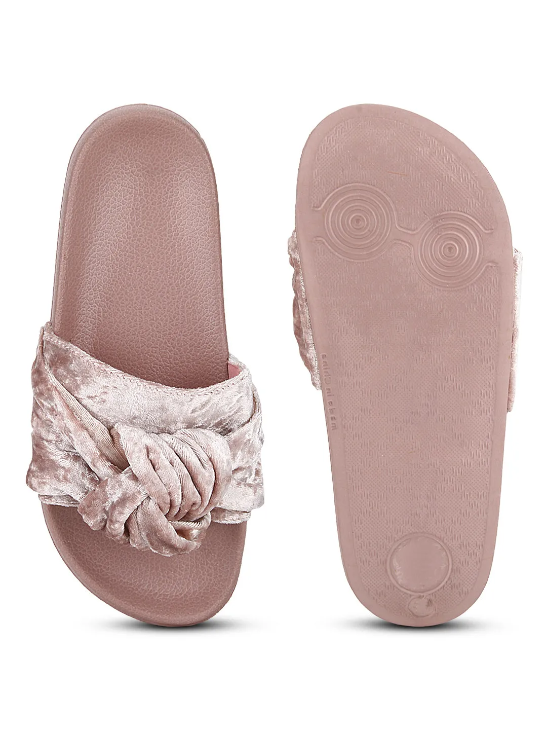 Blush Velvet Knot Slip-On Flats