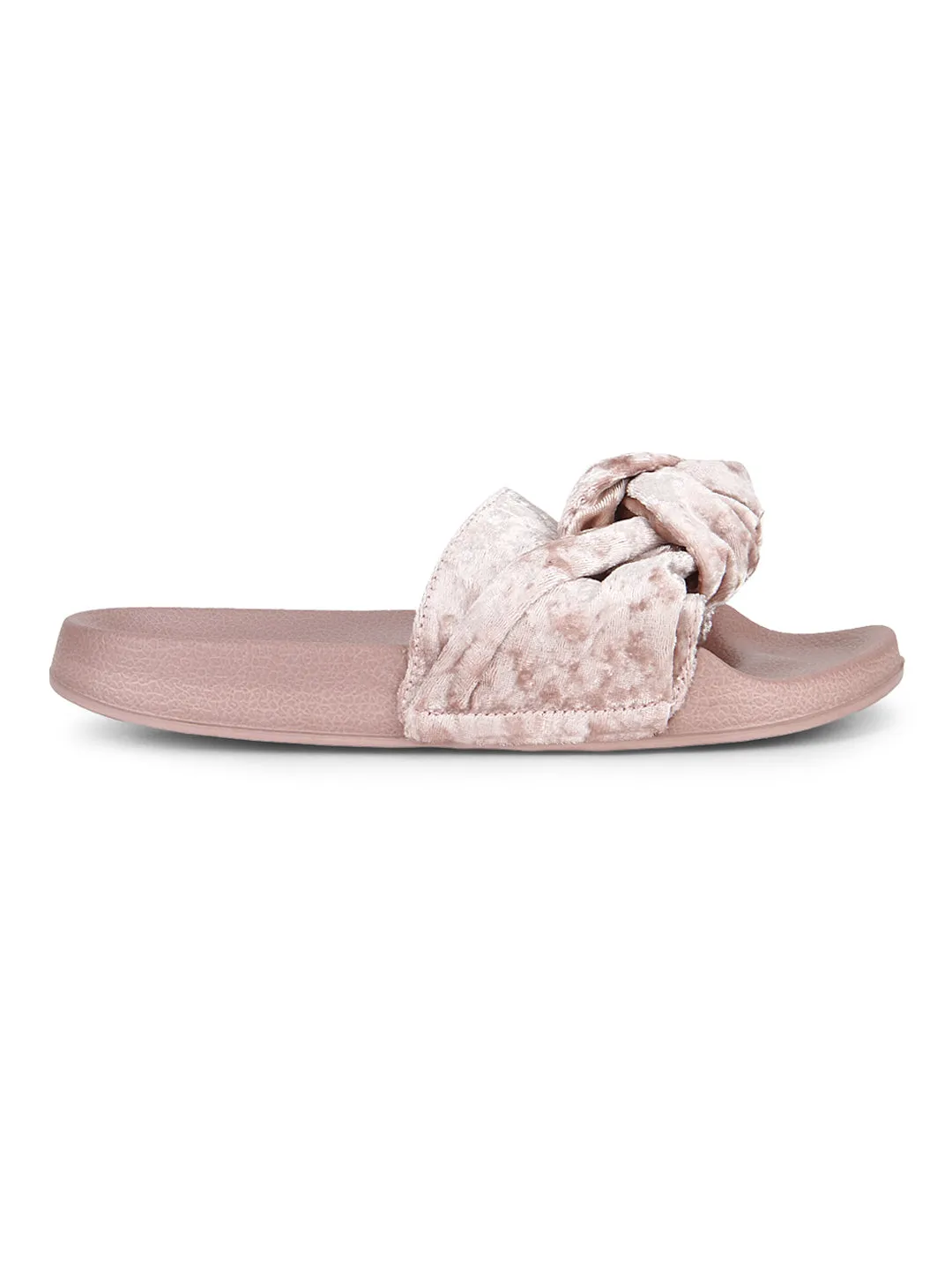 Blush Velvet Knot Slip-On Flats