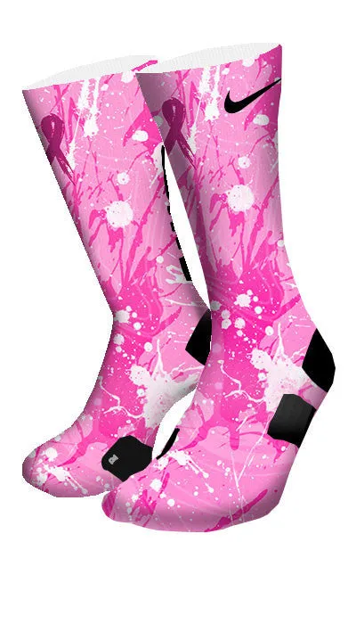 Breast Cancer A Splash of Pink Custom Elite Socks