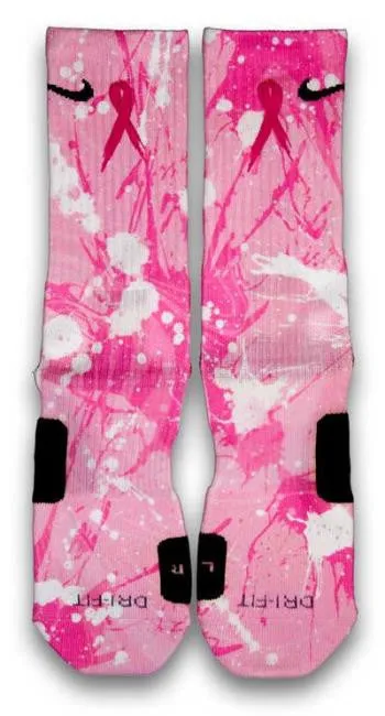 Breast Cancer A Splash of Pink Custom Elite Socks