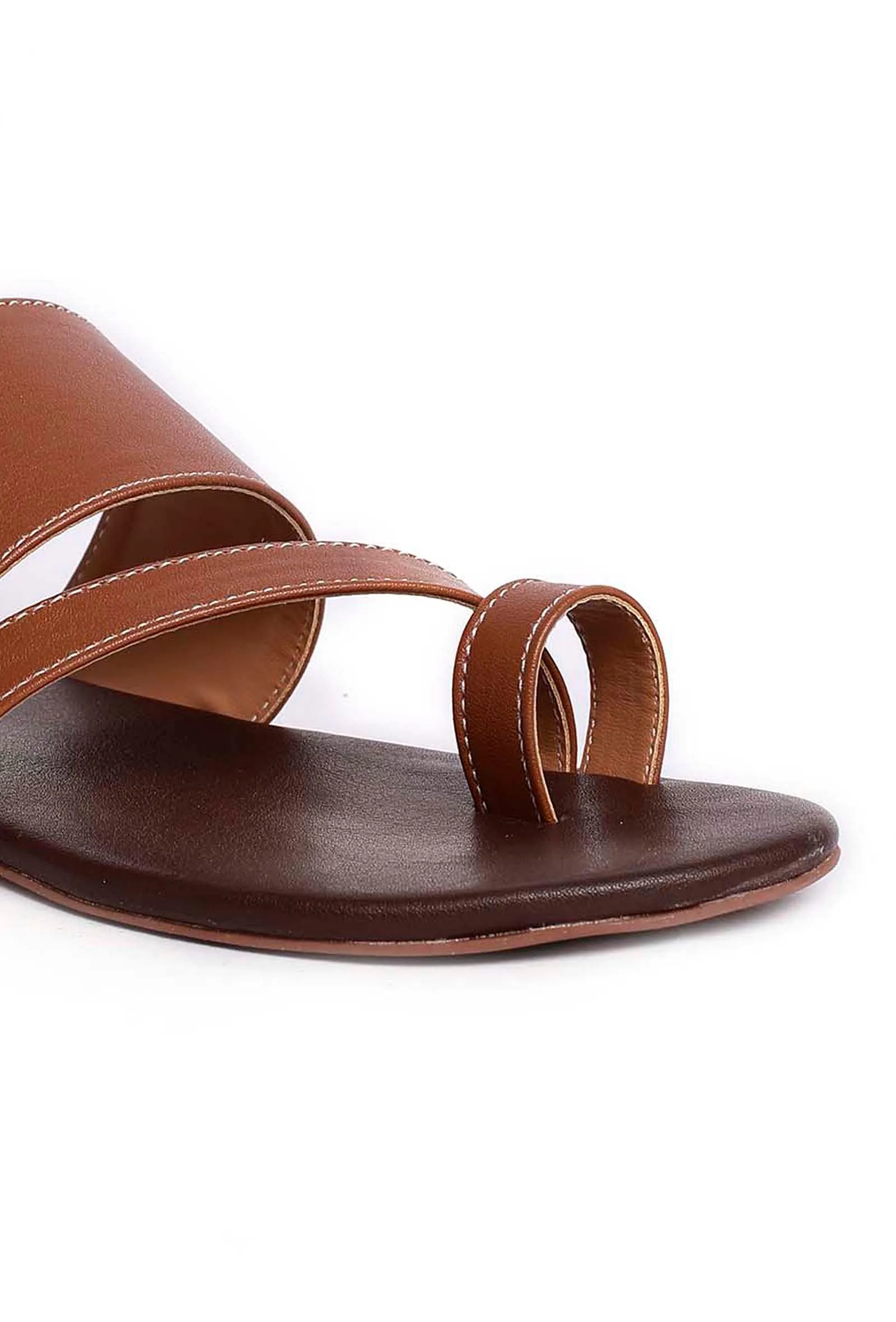 Caramel Brown Cruelty Free Leather Sliders