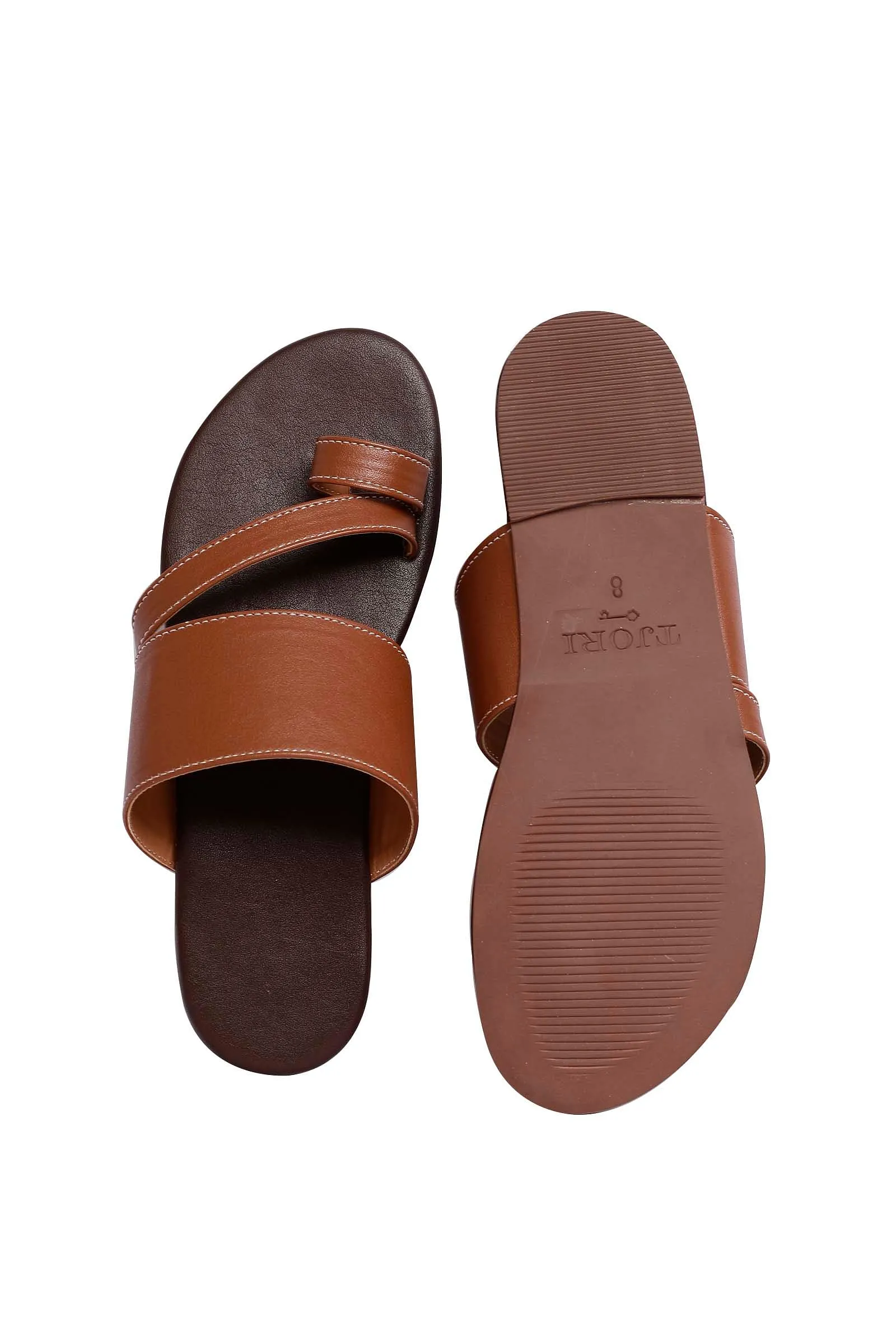 Caramel Brown Cruelty Free Leather Sliders