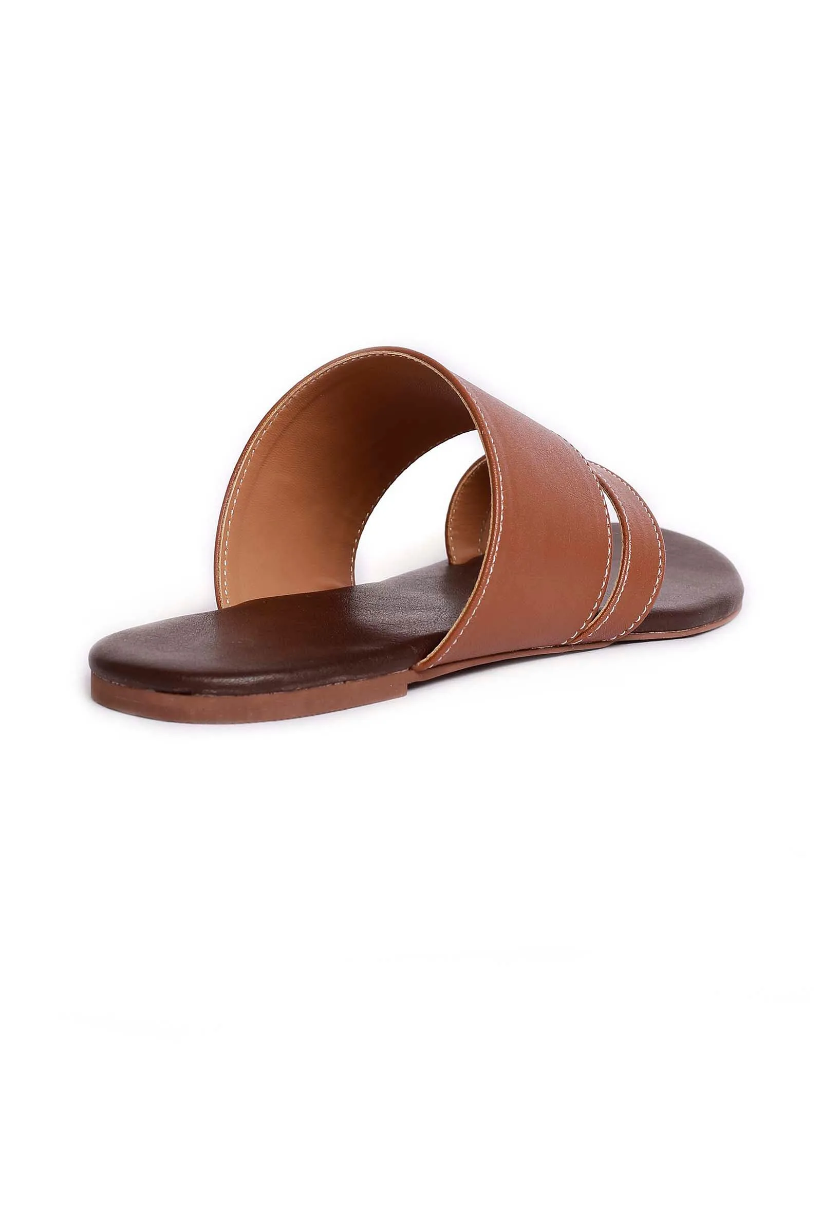 Caramel Brown Cruelty Free Leather Sliders