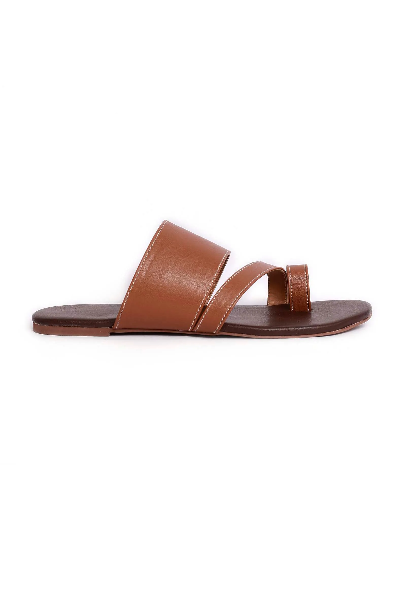 Caramel Brown Cruelty Free Leather Sliders