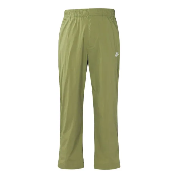 Men's Nike Solid Color Logo Embroidered Straight Sports Pants/Trousers/Joggers Autumn Green