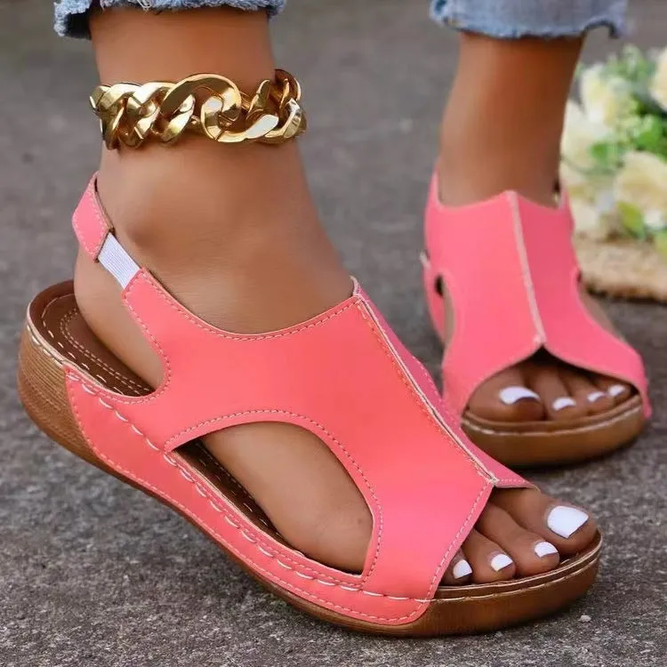 Peep Toe Cutout Wedge Sandals