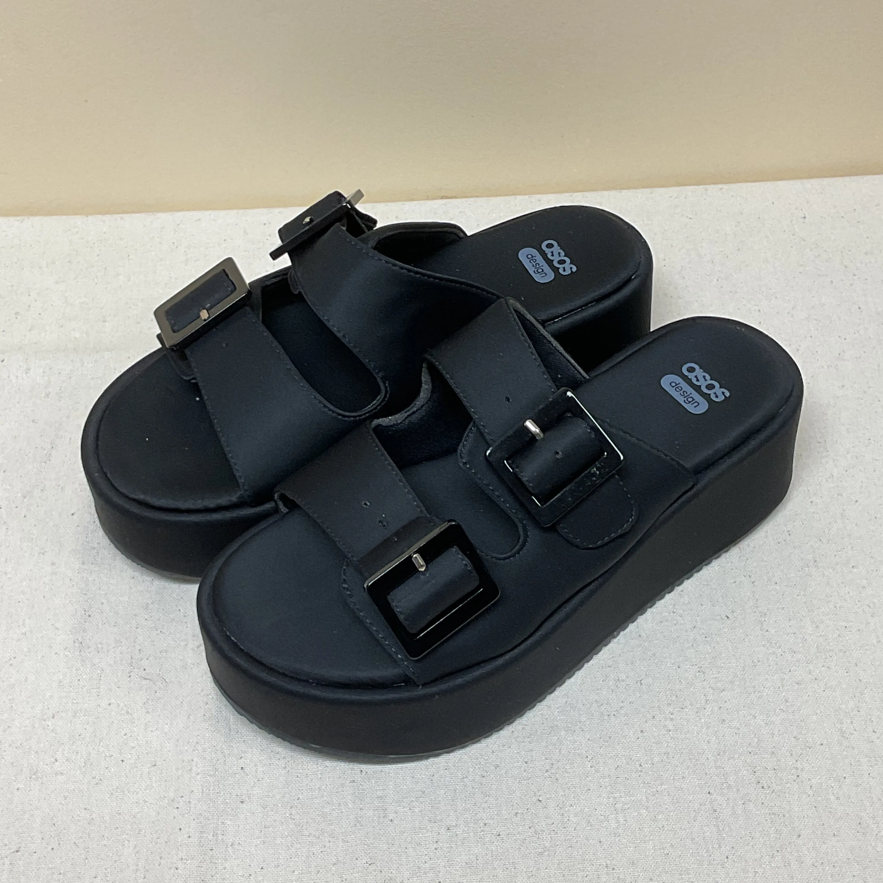 Sandals Flats By Asos In Black, Size:7