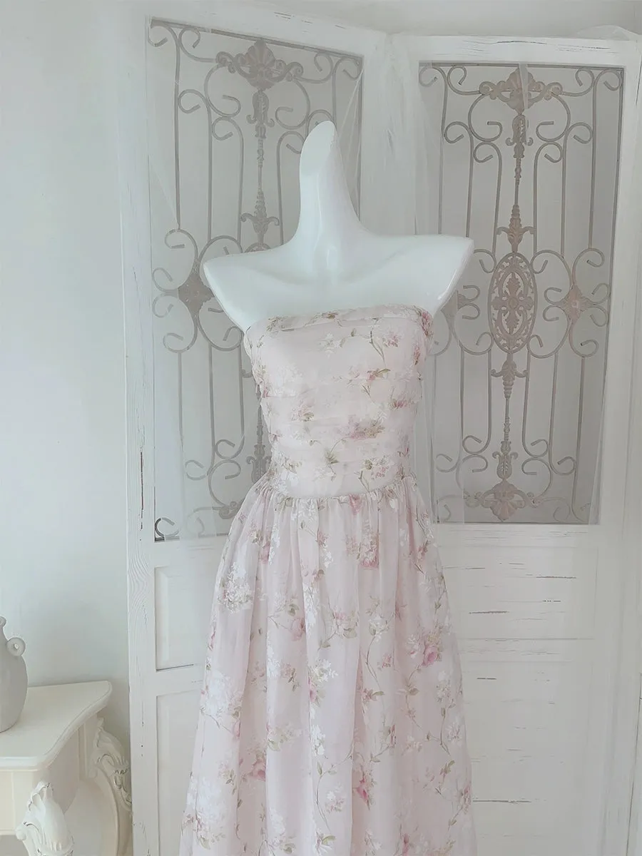 Strapless Floral Dress evening party dress     S5986