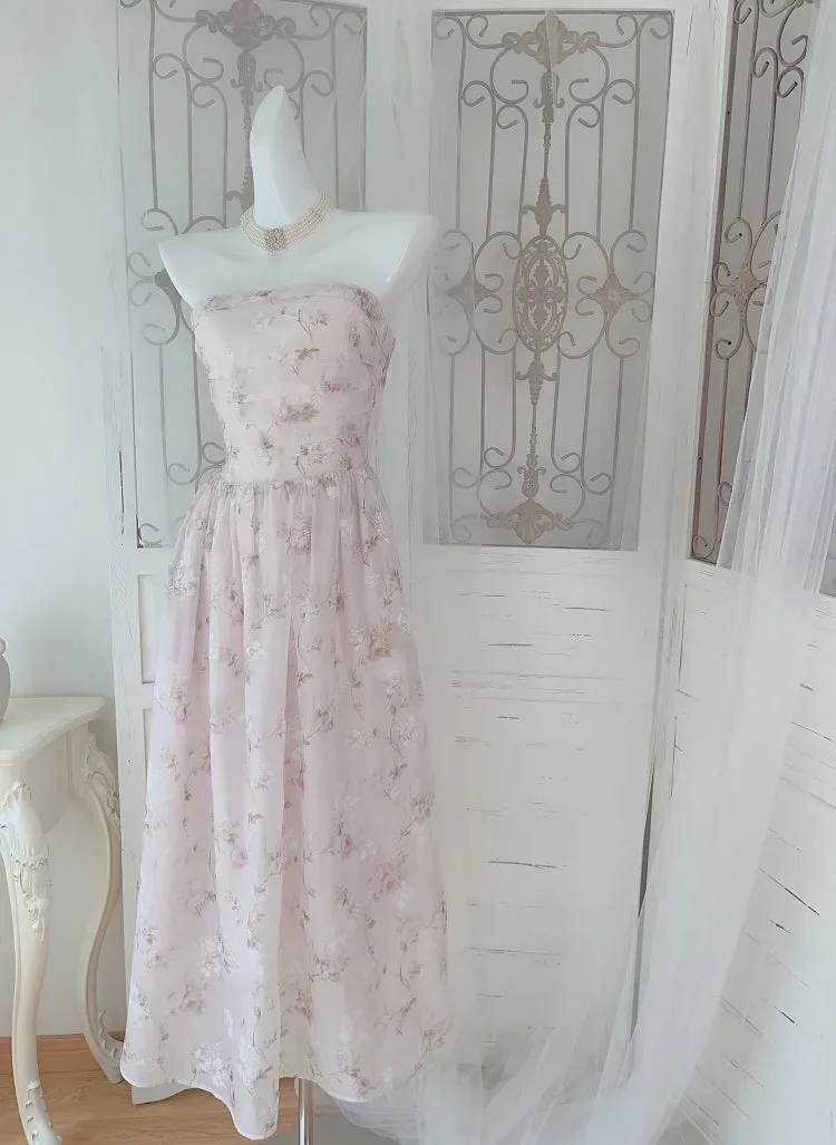 Strapless Floral Dress evening party dress     S5986