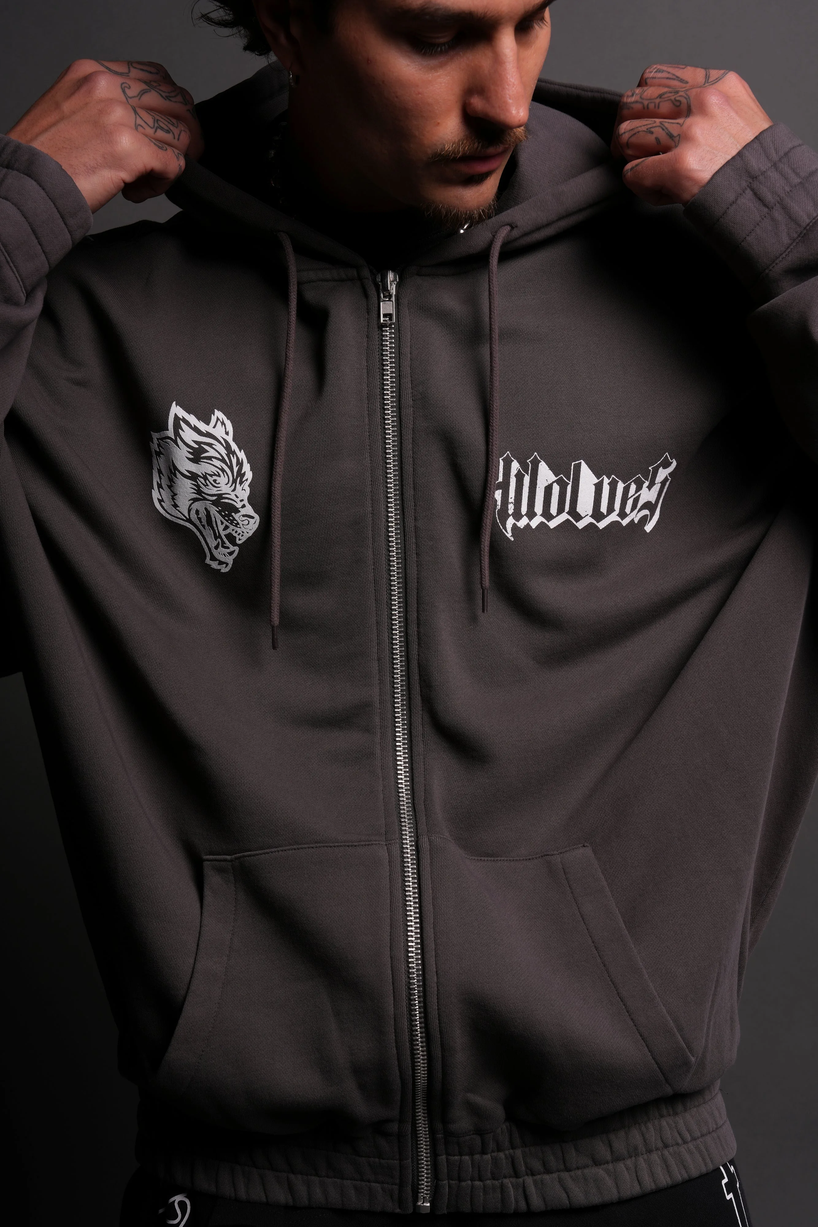 The Spider Family "Chambers" Zip Hoodie in Wolf Gray