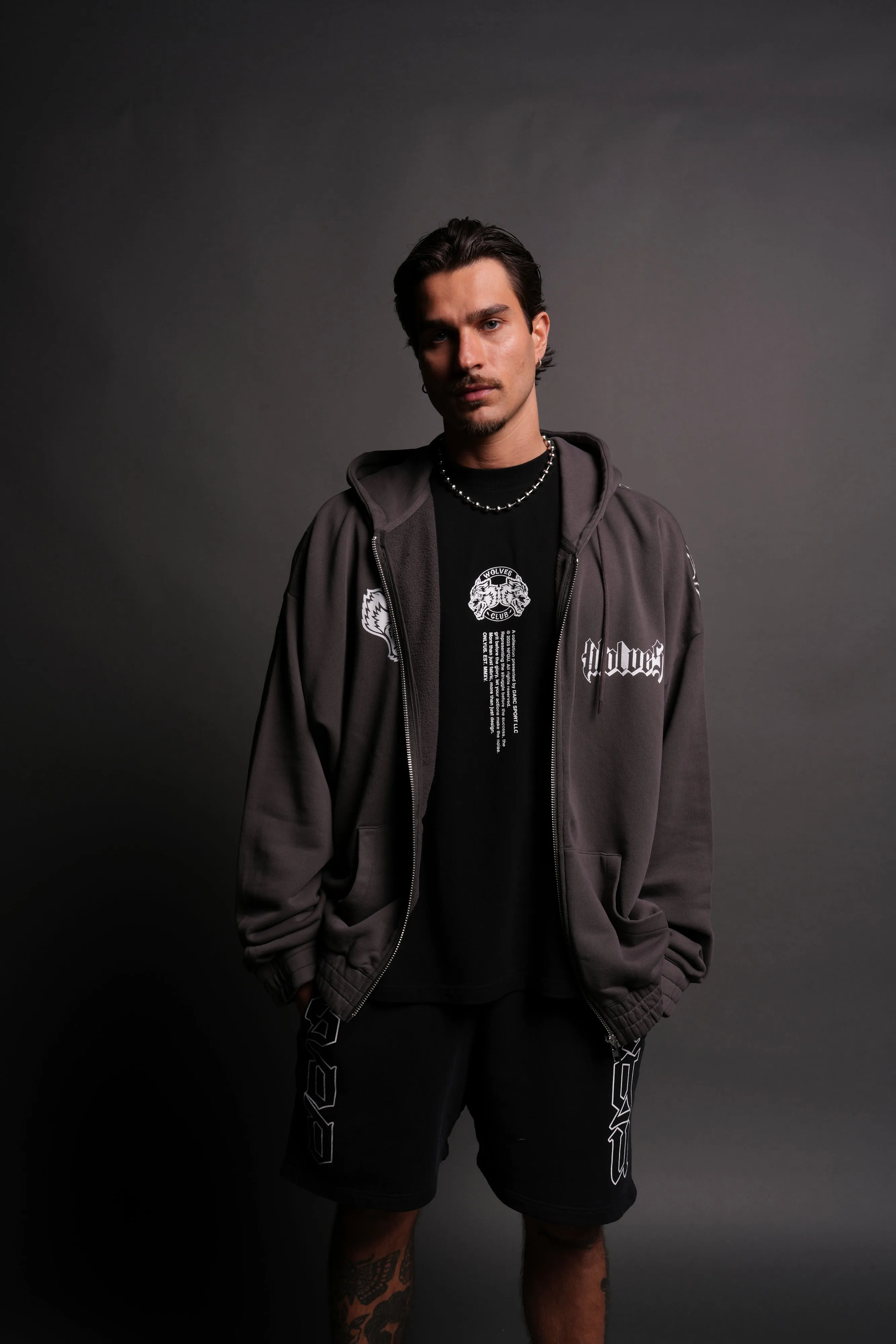 The Spider Family "Chambers" Zip Hoodie in Wolf Gray