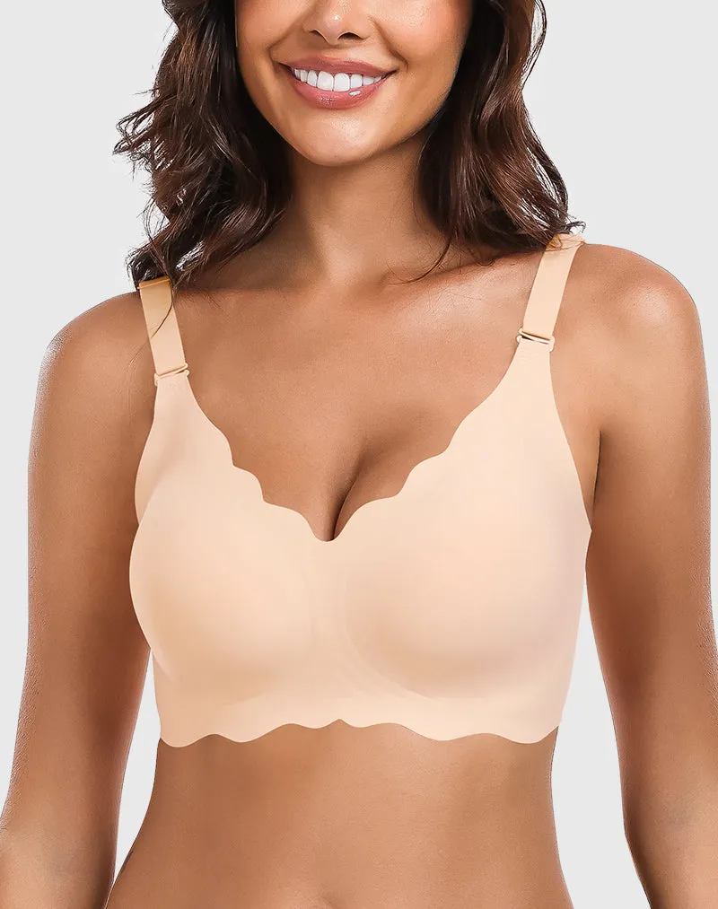 Wavy V-Neck Soft Support Full Coverage Bra