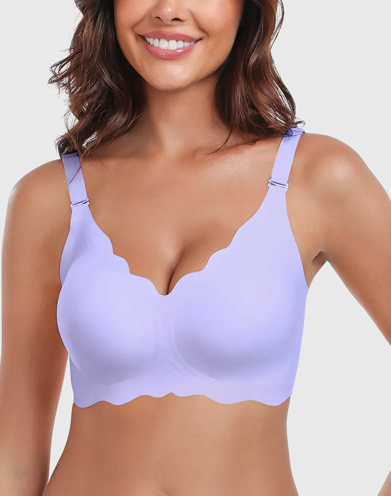 Wavy V-Neck Soft Support Full Coverage Bra