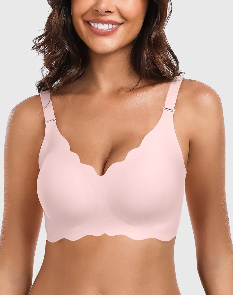 Wavy V-Neck Soft Support Full Coverage Bra