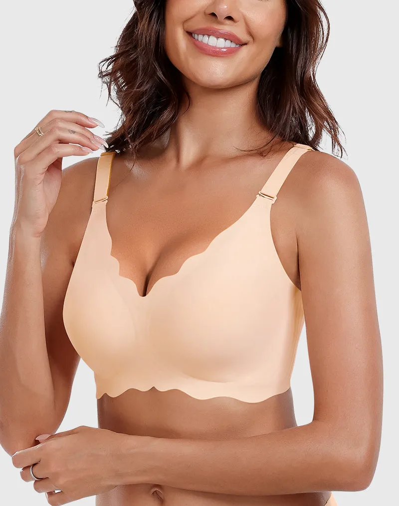 Wavy V-Neck Soft Support Full Coverage Bra