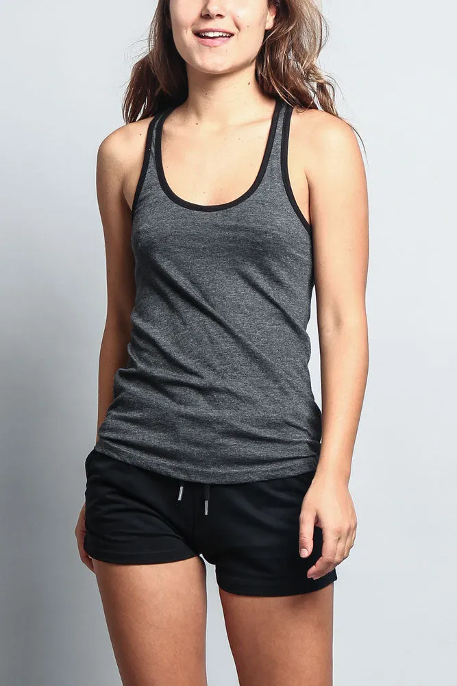 Women's Basic Contrast Piping Light Weight Tank Top (2-Pack)