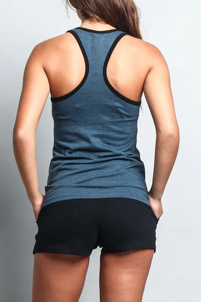 Women's Basic Contrast Piping Light Weight Tank Top (2-Pack)