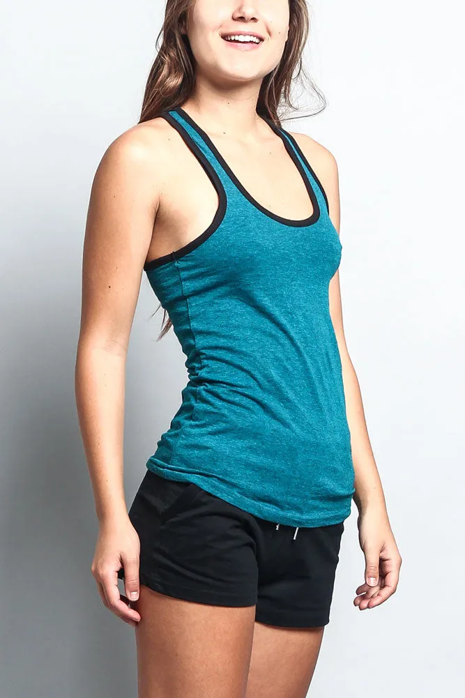 Women's Basic Contrast Piping Light Weight Tank Top (2-Pack)