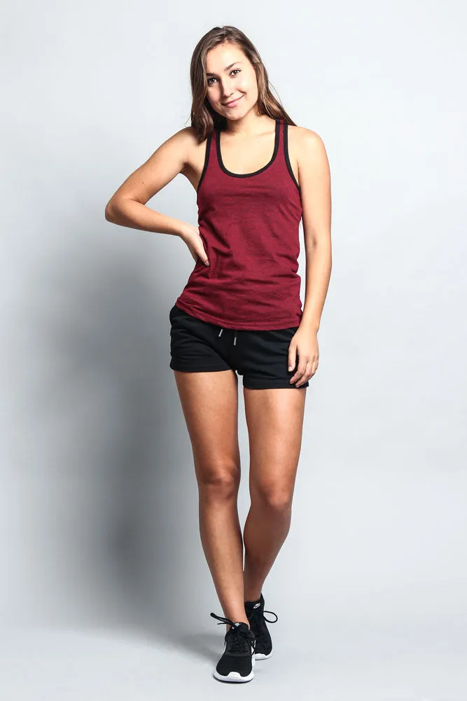 Women's Basic Contrast Piping Light Weight Tank Top (2-Pack)