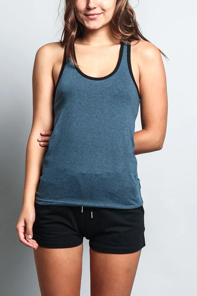 Women's Basic Contrast Piping Light Weight Tank Top (2-Pack)