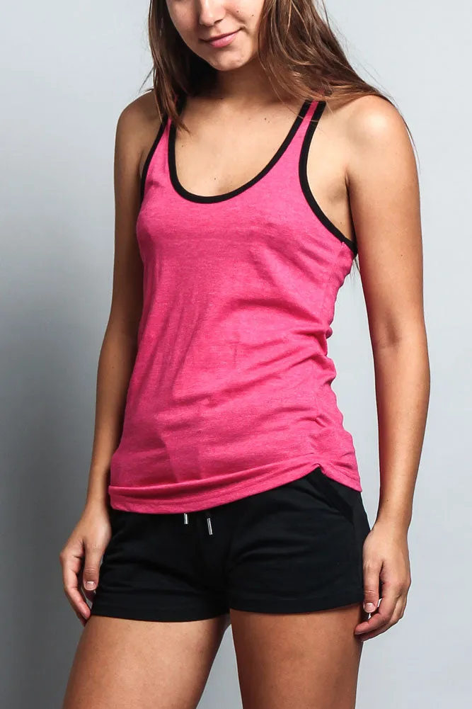 Women's Basic Contrast Piping Light Weight Tank Top (2-Pack)