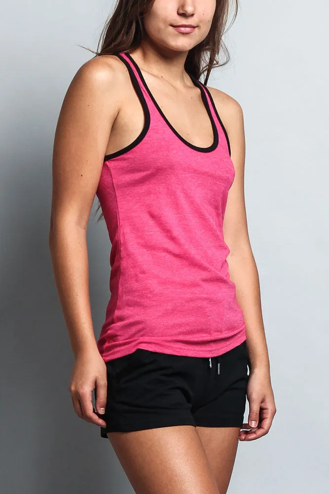 Women's Basic Contrast Piping Light Weight Tank Top (2-Pack)