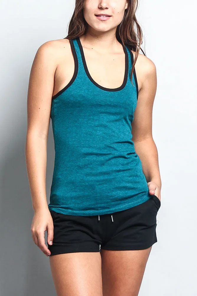 Women's Basic Contrast Piping Light Weight Tank Top (2-Pack)