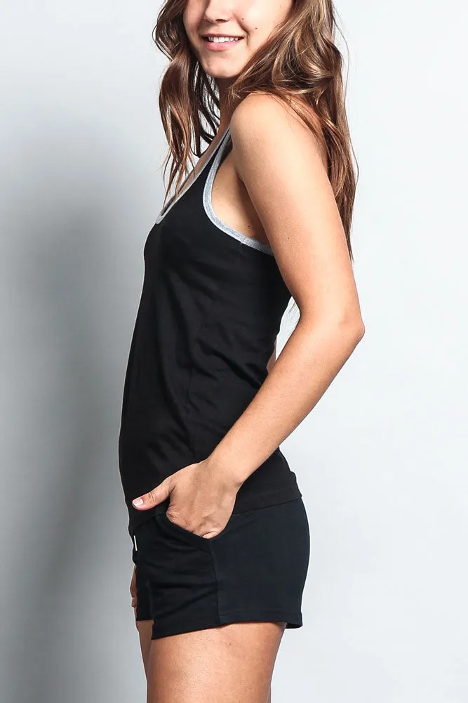 Women's Basic Contrast Piping Light Weight Tank Top (2-Pack)