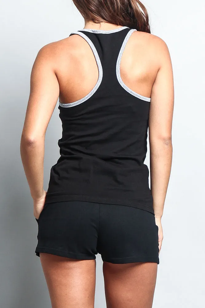 Women's Basic Contrast Piping Light Weight Tank Top (2-Pack)